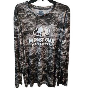 Mossy Oak Men's Long Sleeve Fishing Shirt Water Camo, 2XL